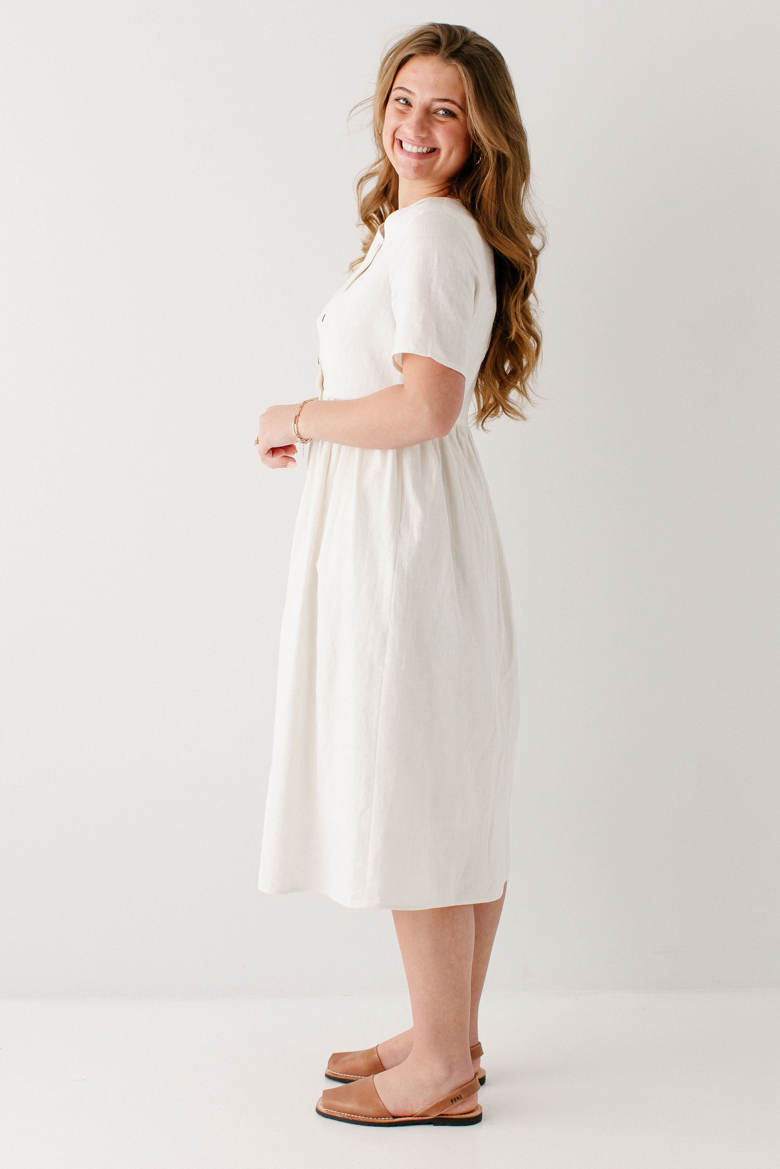 Adeline Button Down A-Line Midi Dress FINAL SALE – The Main Street Exchange