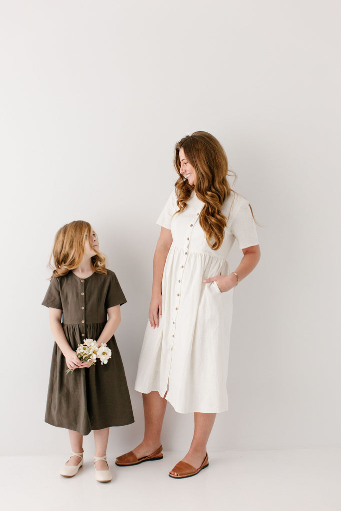 Adeline Button Down A-Line Midi Dress FINAL SALE – The Main Street Exchange