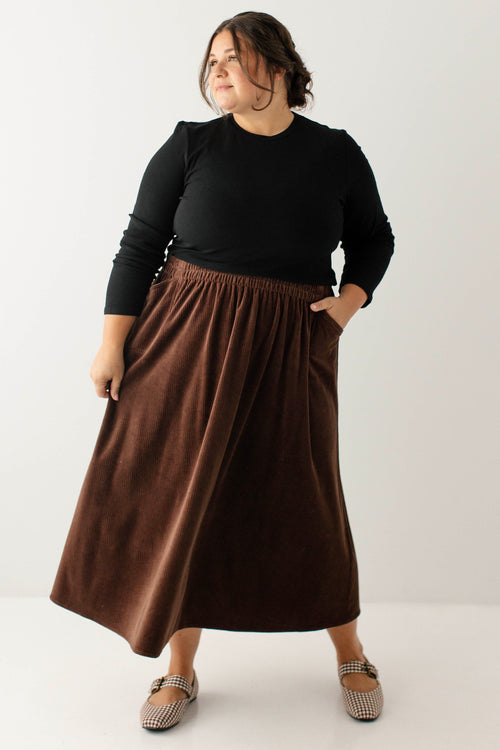 Hunter Ribbed A-Line Midi Skirt