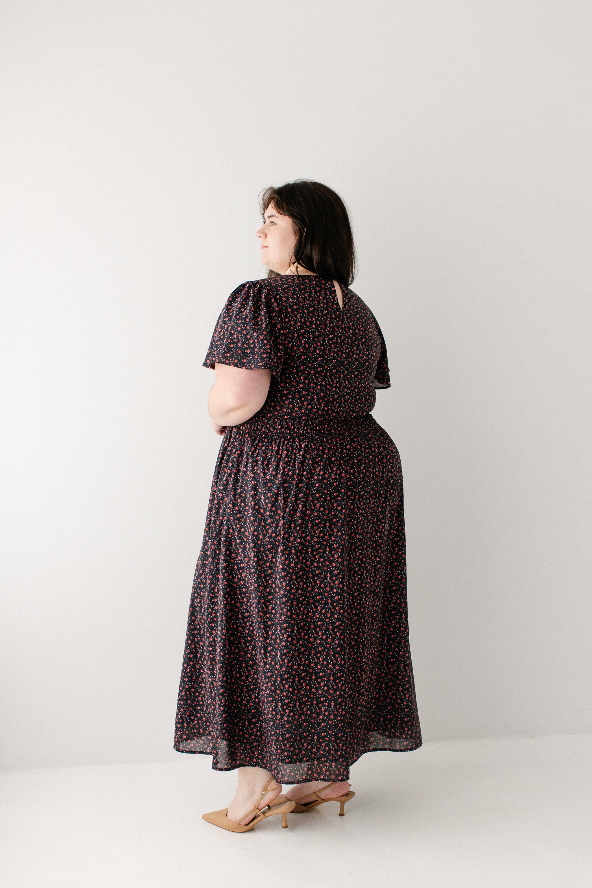 Felicity Rose Print Maxi Dress, Dark Navy / M