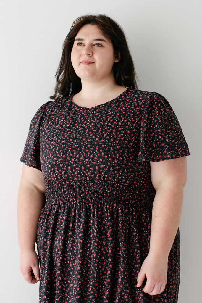 Felicity Rose Print Maxi Dress, Dark Navy / 1X Felicity Rose Print Maxi Dress, Dark Navy / 1X