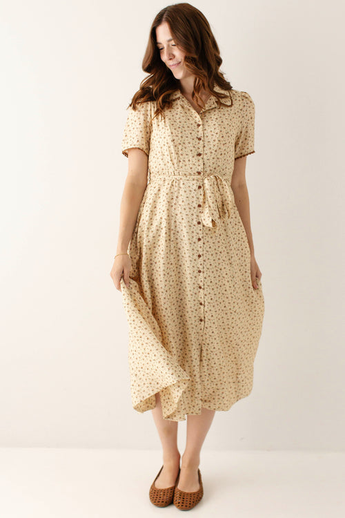 Shirley Button Down Floral Midi Dress