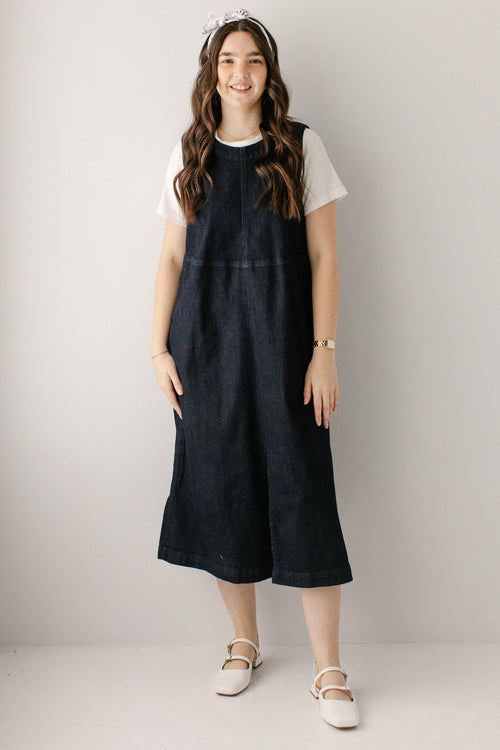 'Gail' Denim Pinafore Shift Dress
