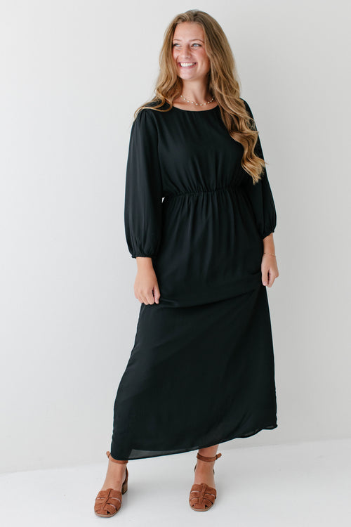 'Naomi' Long Sleeve Chiffon Maxi Dress