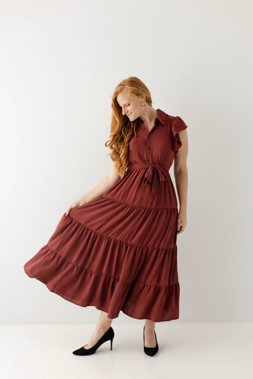 Reed Ruffle Sleeve Tiered Maxi Dress