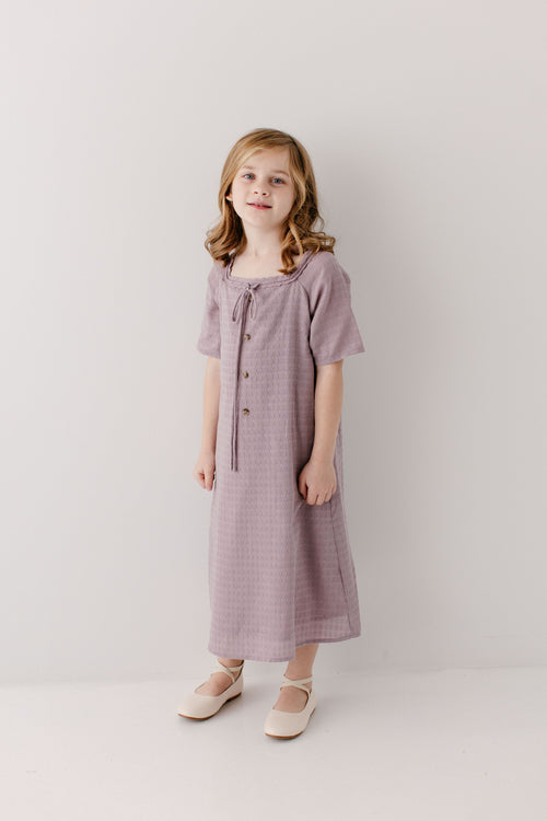 'Jenna' Girl Lace Trim Peasant Dress
