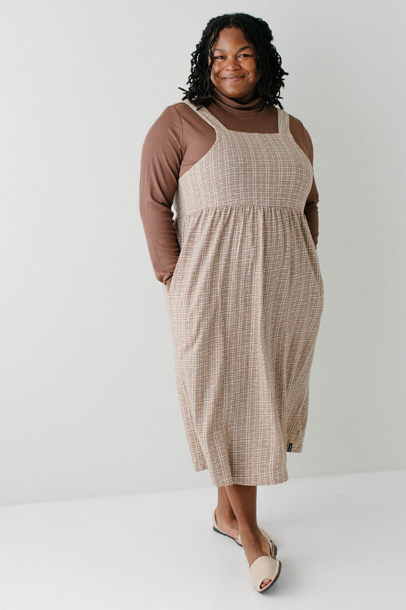 'Favor' Organic Cotton Plaid Pinafore Dress