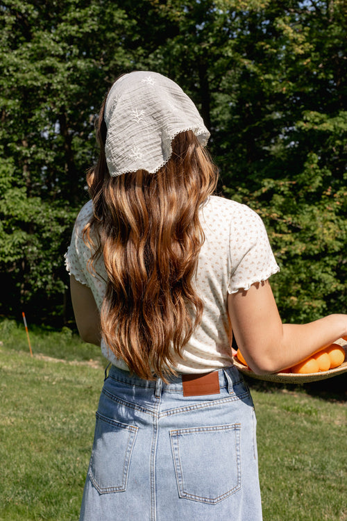 Embroidered Triangle Scarf