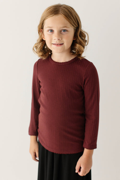 Mia Girl Pointelle Knit Long Sleeve Top