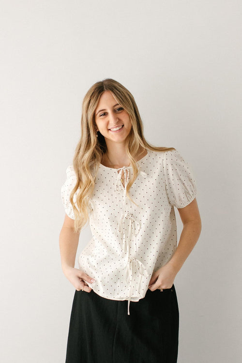 'Emile' Bow Detail Polka Dot Top