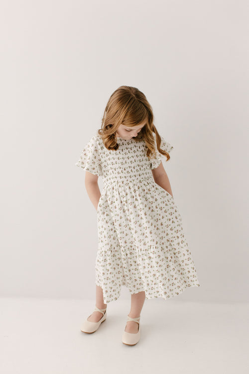 'Lynette' Girl Smocked Bodice Floral Dress