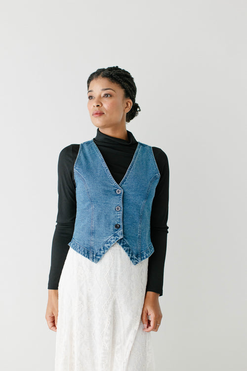 'Kendall' Button Down Denim Vest