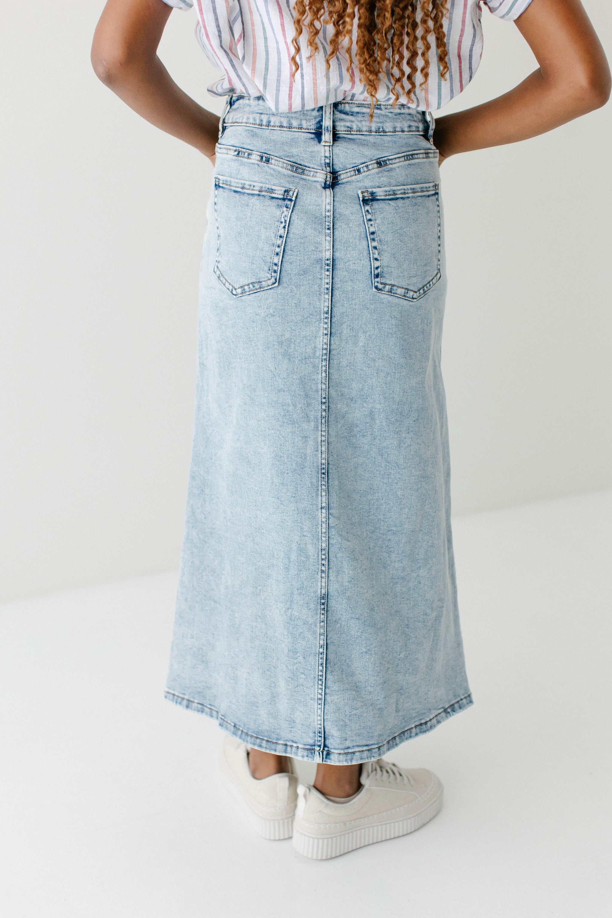 Brooklyn Stretch Denim Maxi Skirt in Vintage Wash – The Main