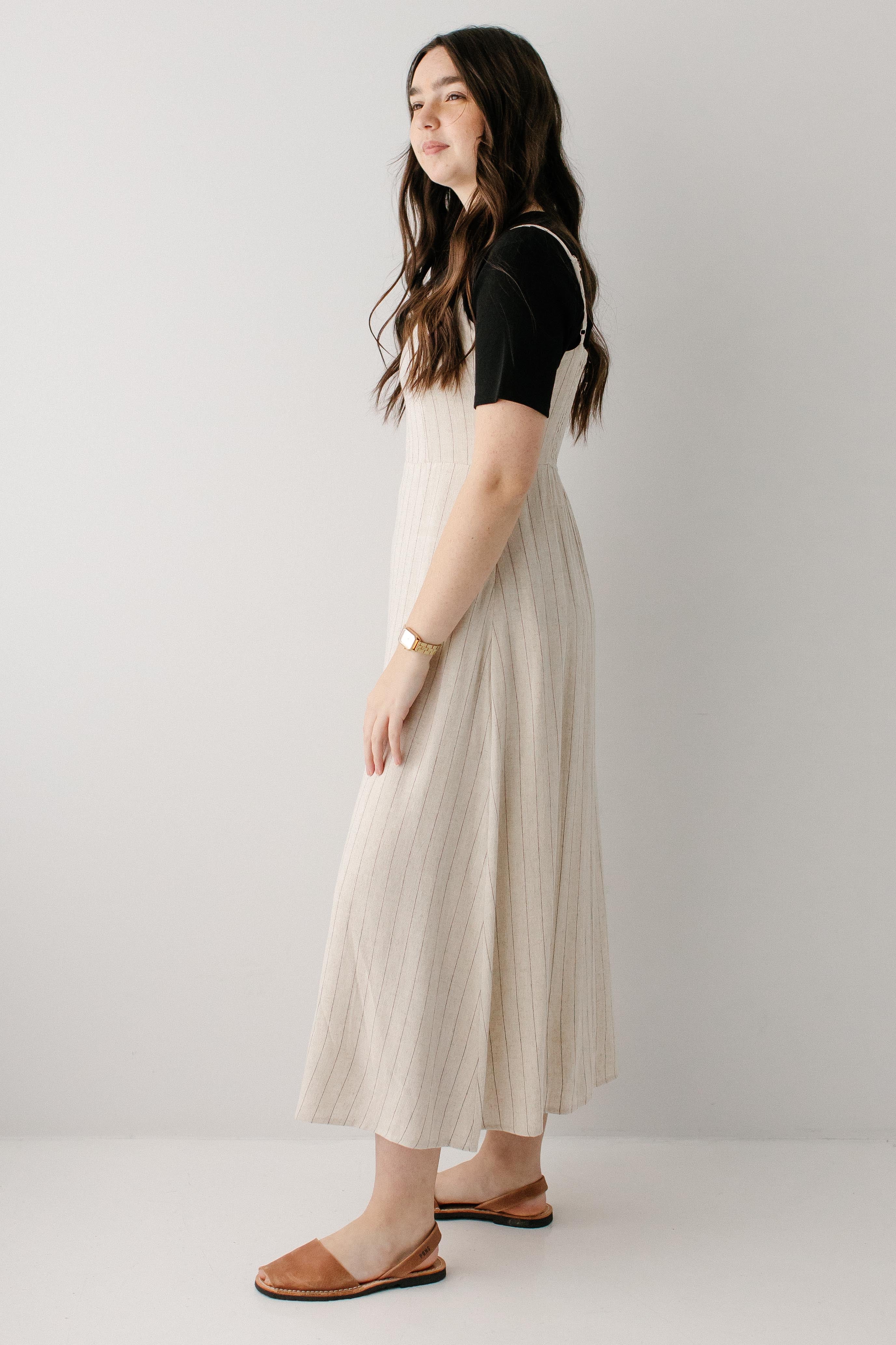 Sandy Pinstripe Overall Maxi Dress – The Main Street Exchange