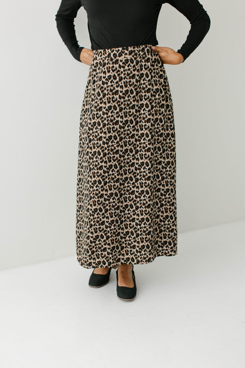 'Stella' Leopard Print Maxi Slip Skirt