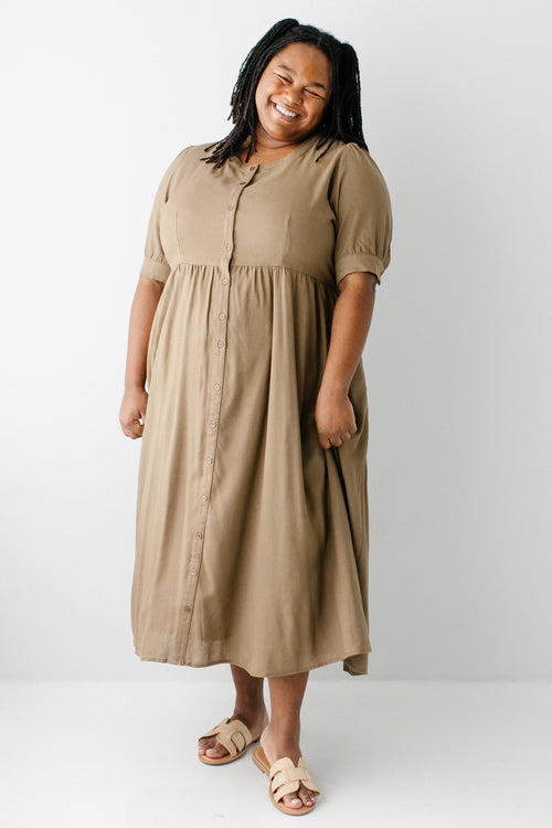 'Nora' Button Front A-Line Dress