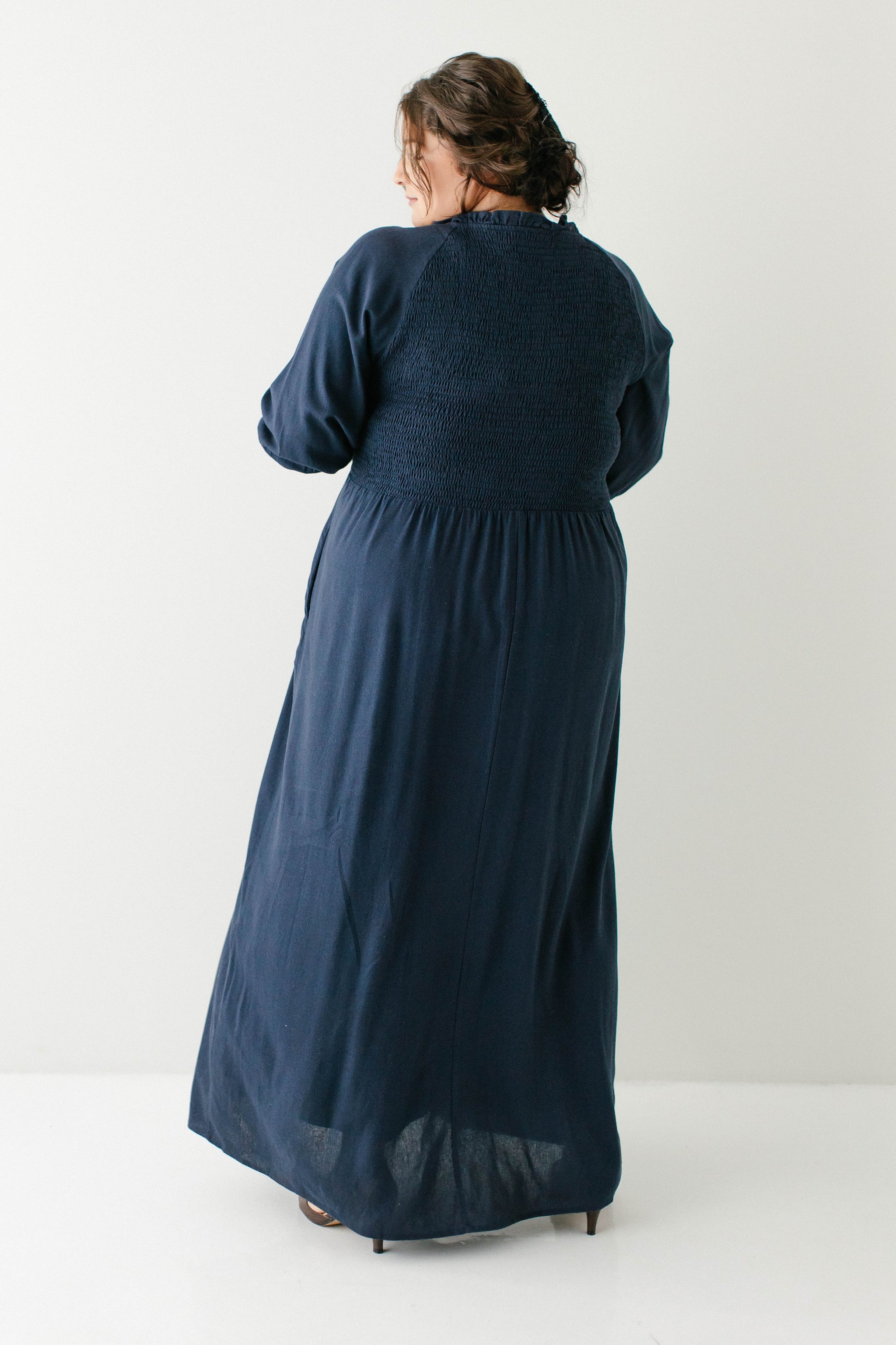 Kenzi Ruffle Detail Maxi Dress, L / Navy