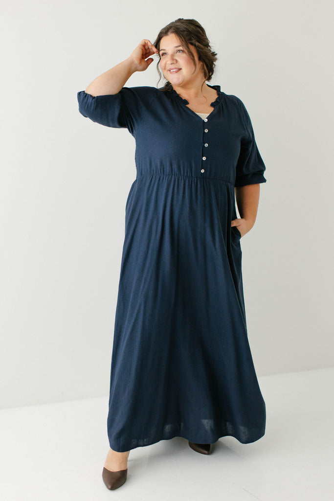 kenzi maxi dress Kenzi Ruffle Detail Maxi Dress, L / Navy