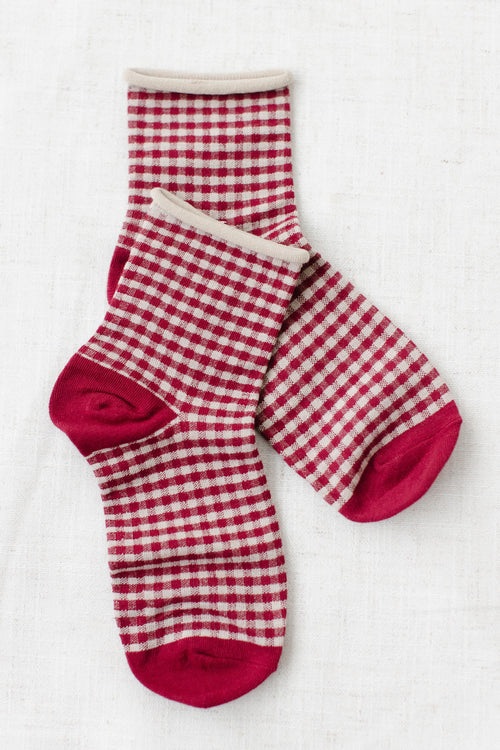 Cotton Blend Gingham Socks
