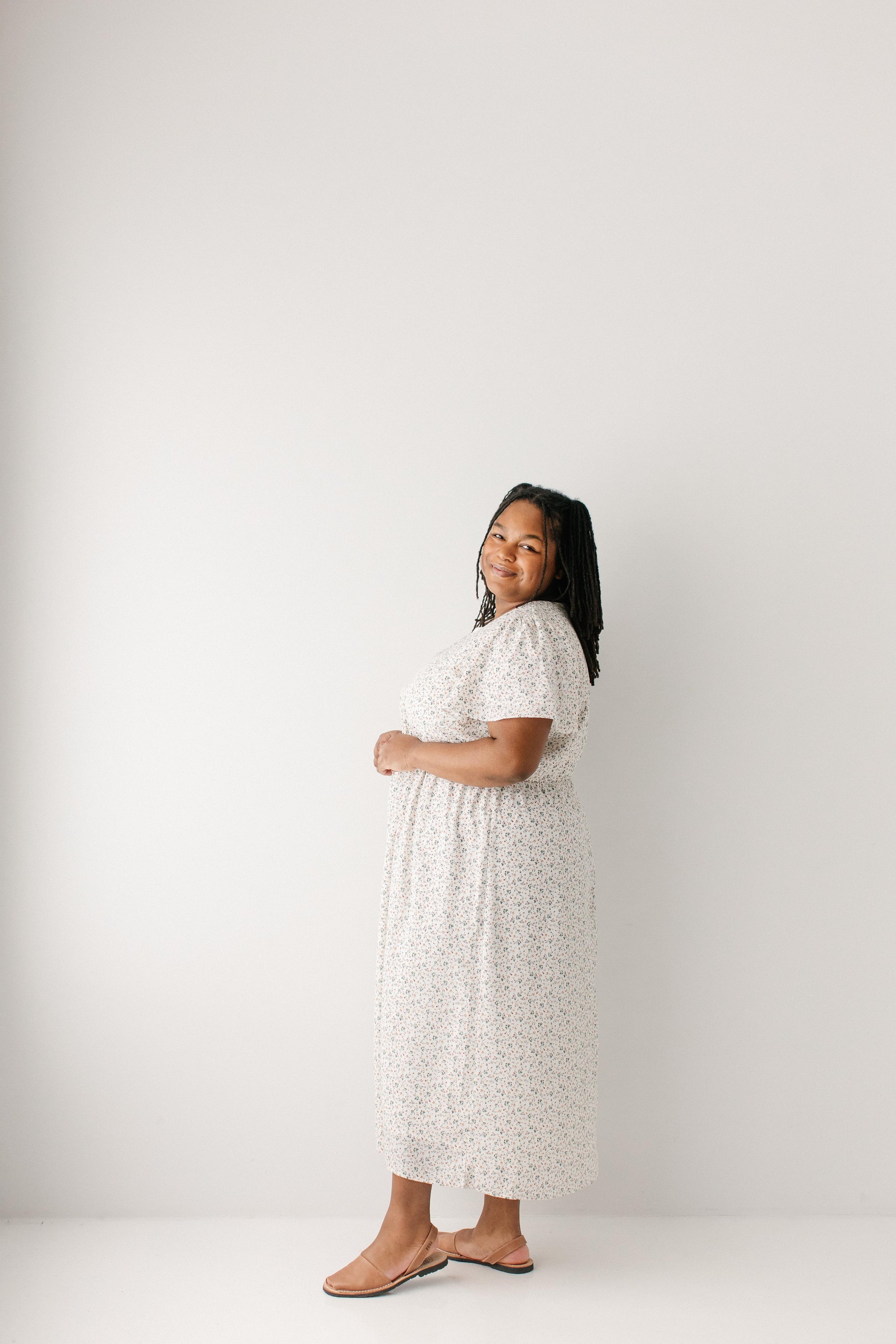 midi ditsy floral dress Naomi Dress, Ivory / 1X REFORMATION Featuring a feminine v Size:customzied A-Line Cocktail Dresses Party
