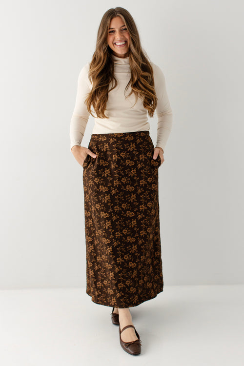 Della Floral Sheath Midi Skirt