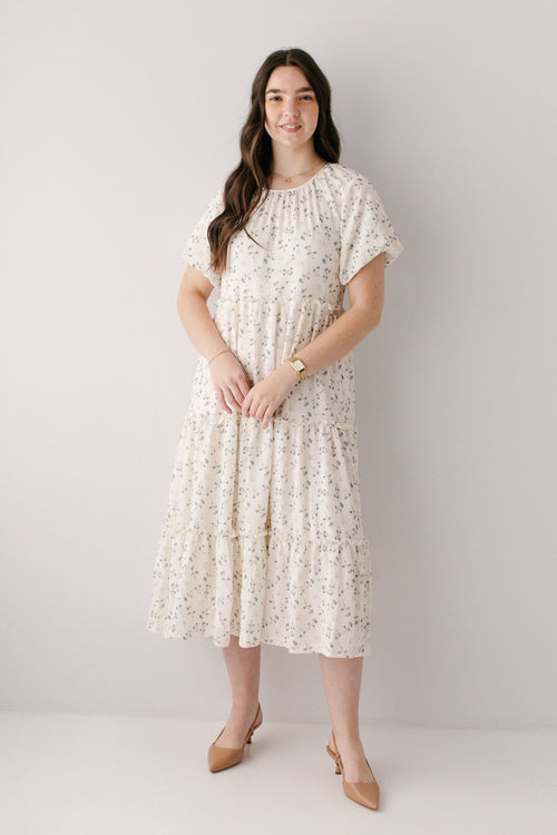 'Josephine' Ditsy Floral Tiered Midi Dress