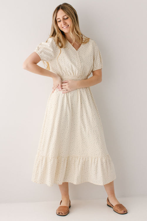 'Elsie' Blue Ditsy Floral Midi Dress