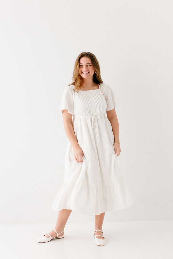 midi empire pintuck bodice dress Empire Pintuck Bodice Dress - Cassis