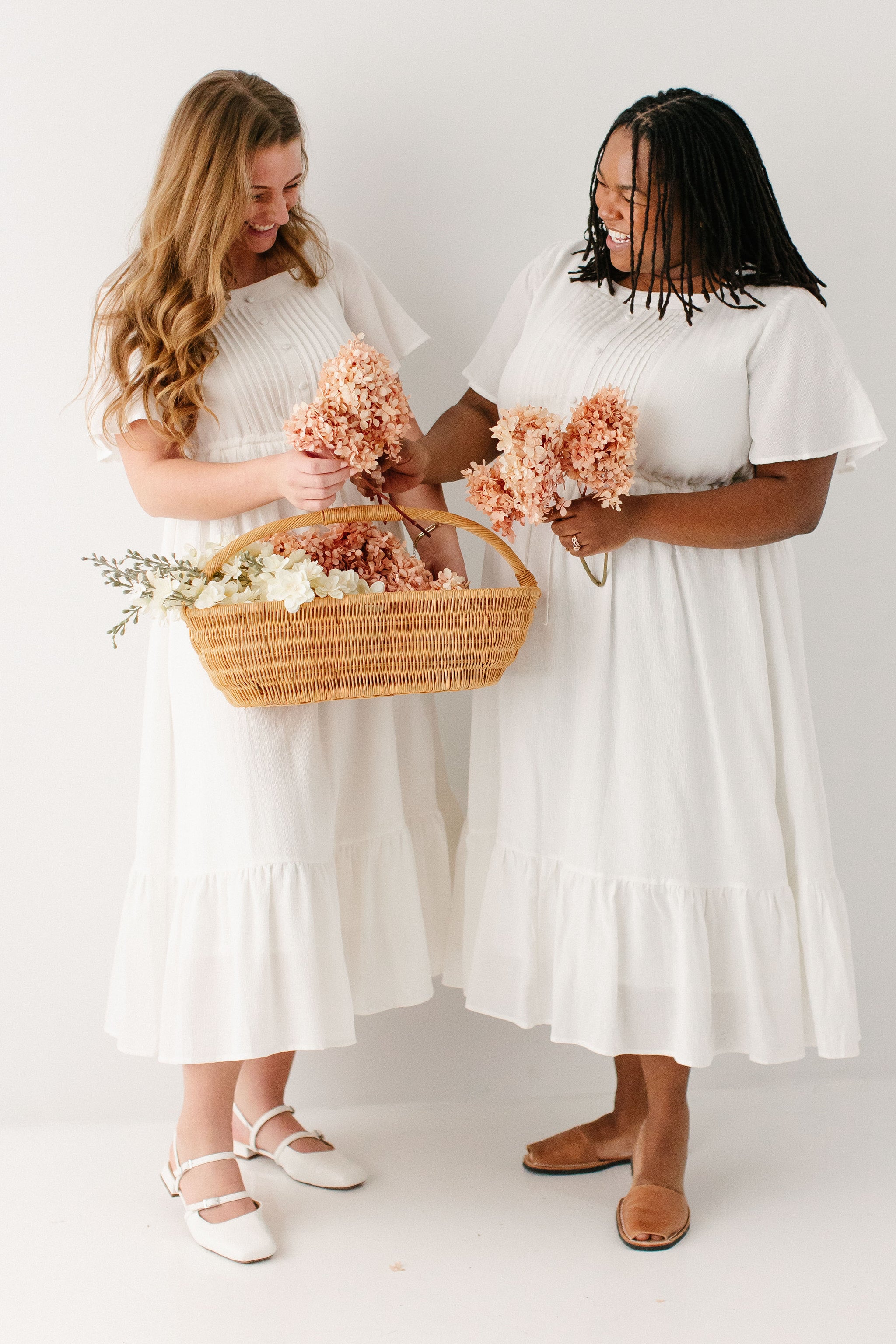 midi dress north bethesda Trinity Pintuck Bodice Midi Dress Soft White / 1X