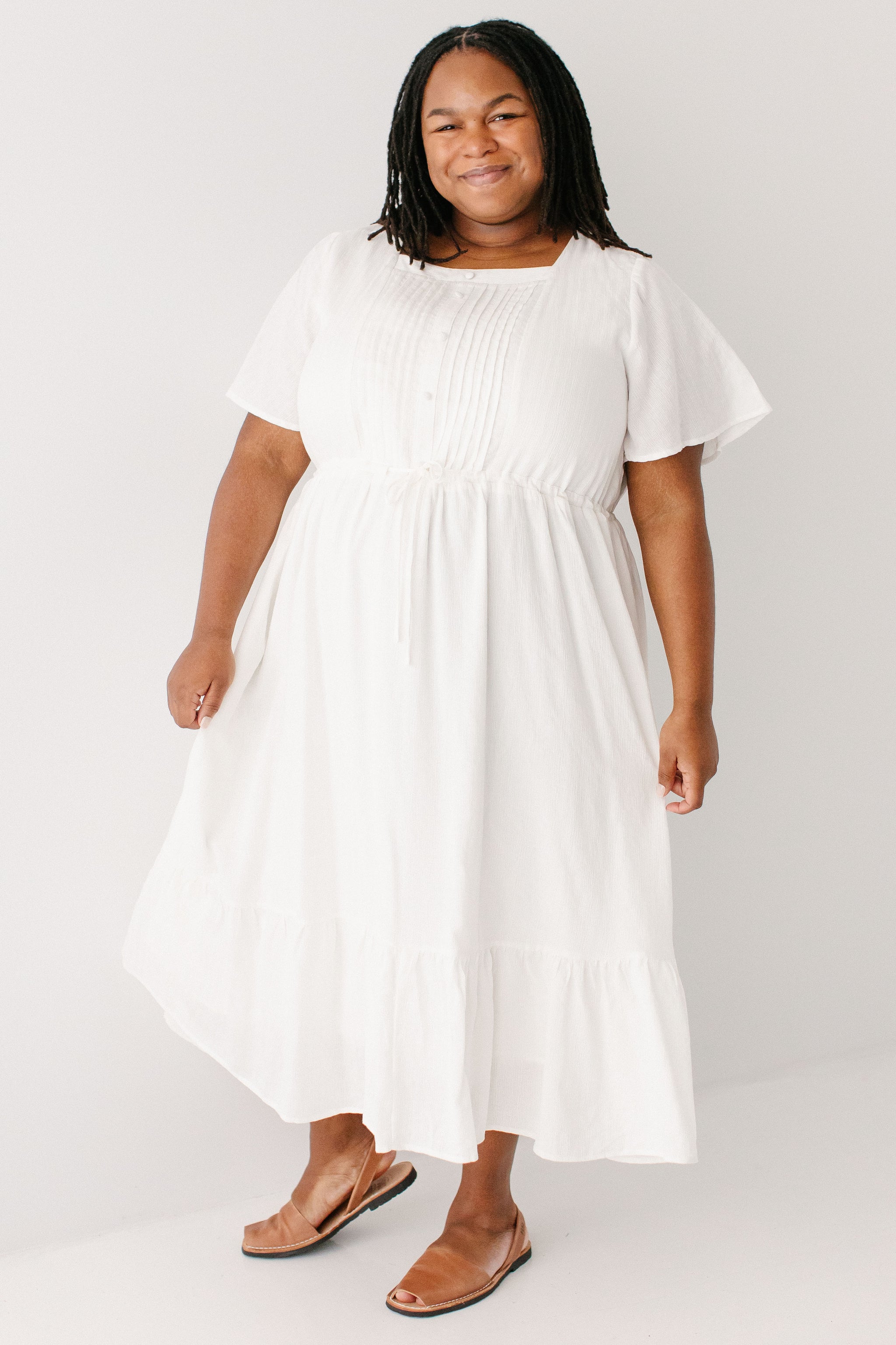 Trinity Pintuck Bodice Midi Dress FINAL SALE – The Main Street