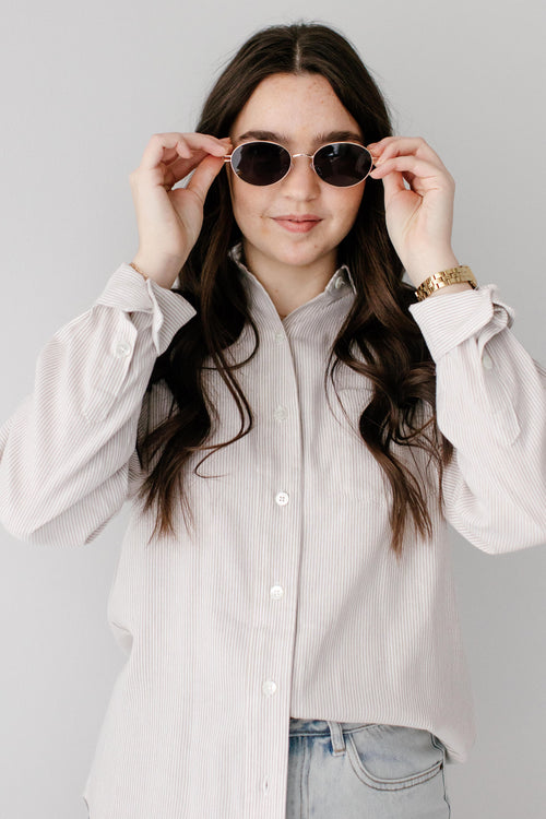 Gold Rim Oval Sunglasses