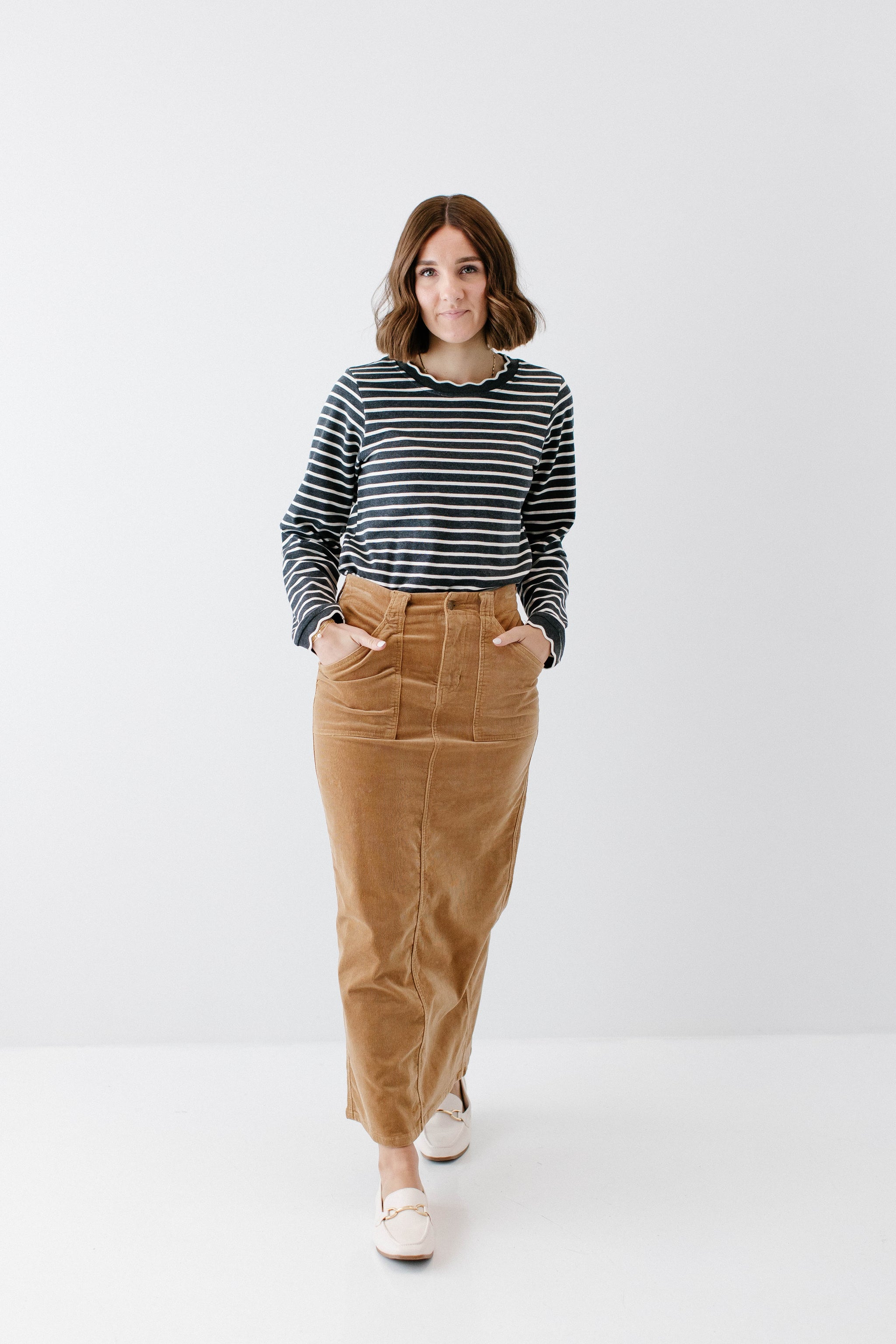 パンツ UND STRETCH CORDUROY SKIRT WITH PANTS Autumn Corduroy Maxi Length Skirt FINAL SALE – The Main Street