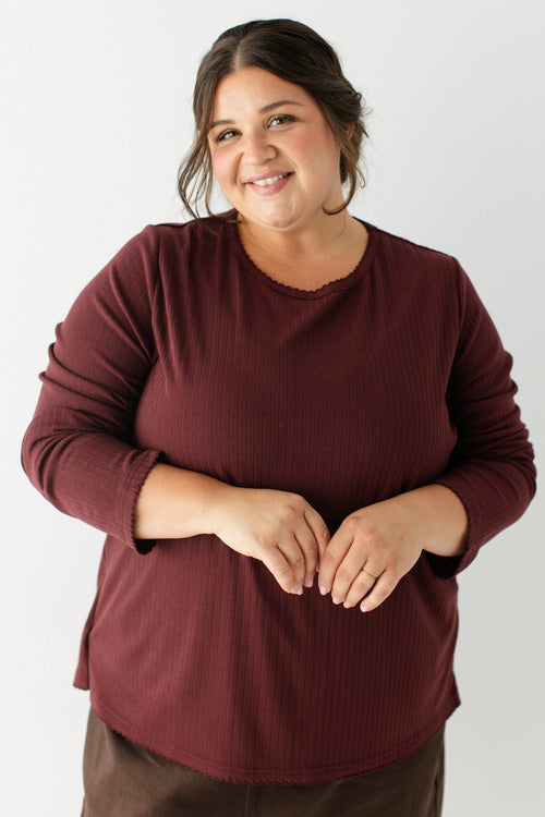 Mia Pointelle Knit Long Sleeve Top