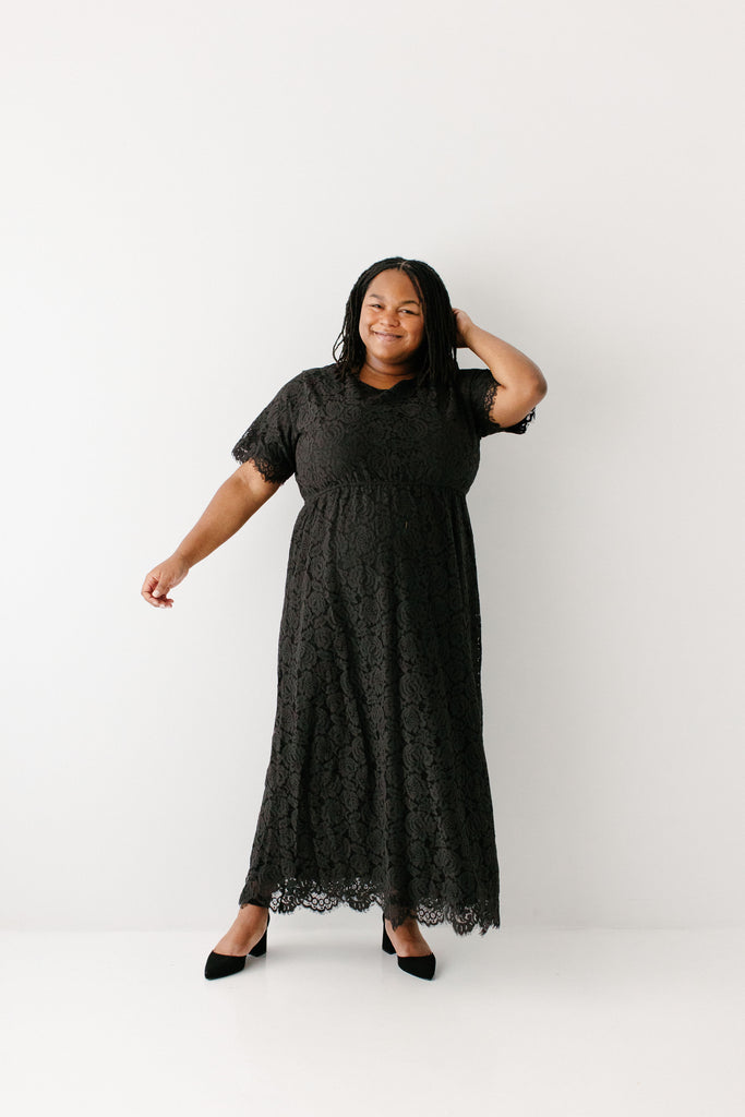Odessa Round Neck Lace Maxi Dress FINAL SALE, XS / Black Odessa Round Neck Lace Maxi Dress FINAL SALE, XS / Black