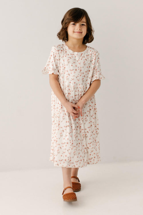 'Carly' Girl Floral Print Pointelle Dress