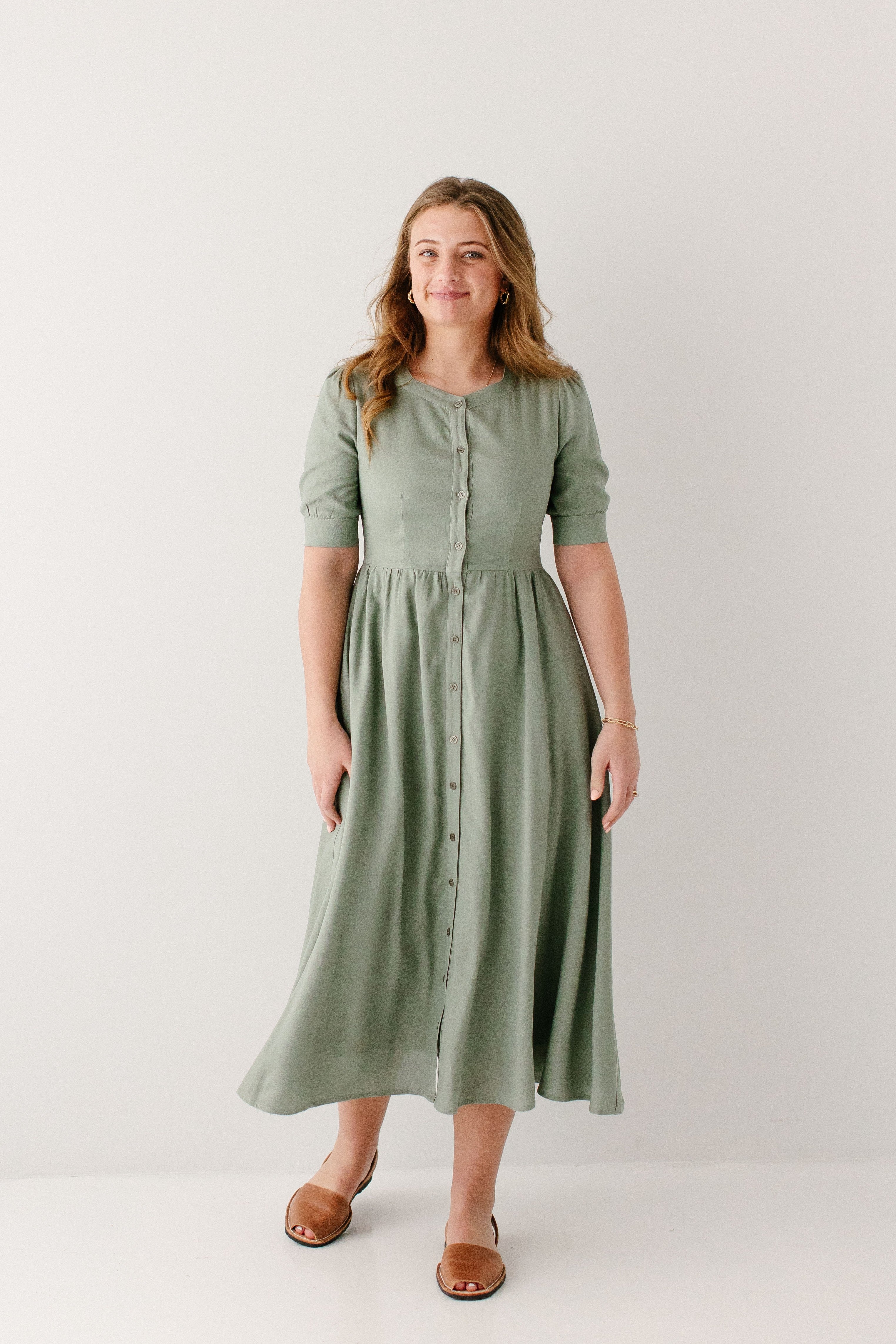 Nora Button Front A-Line Dress The Main Street Exchange Nora Button Front A-Line Dress The Main Street Exchange