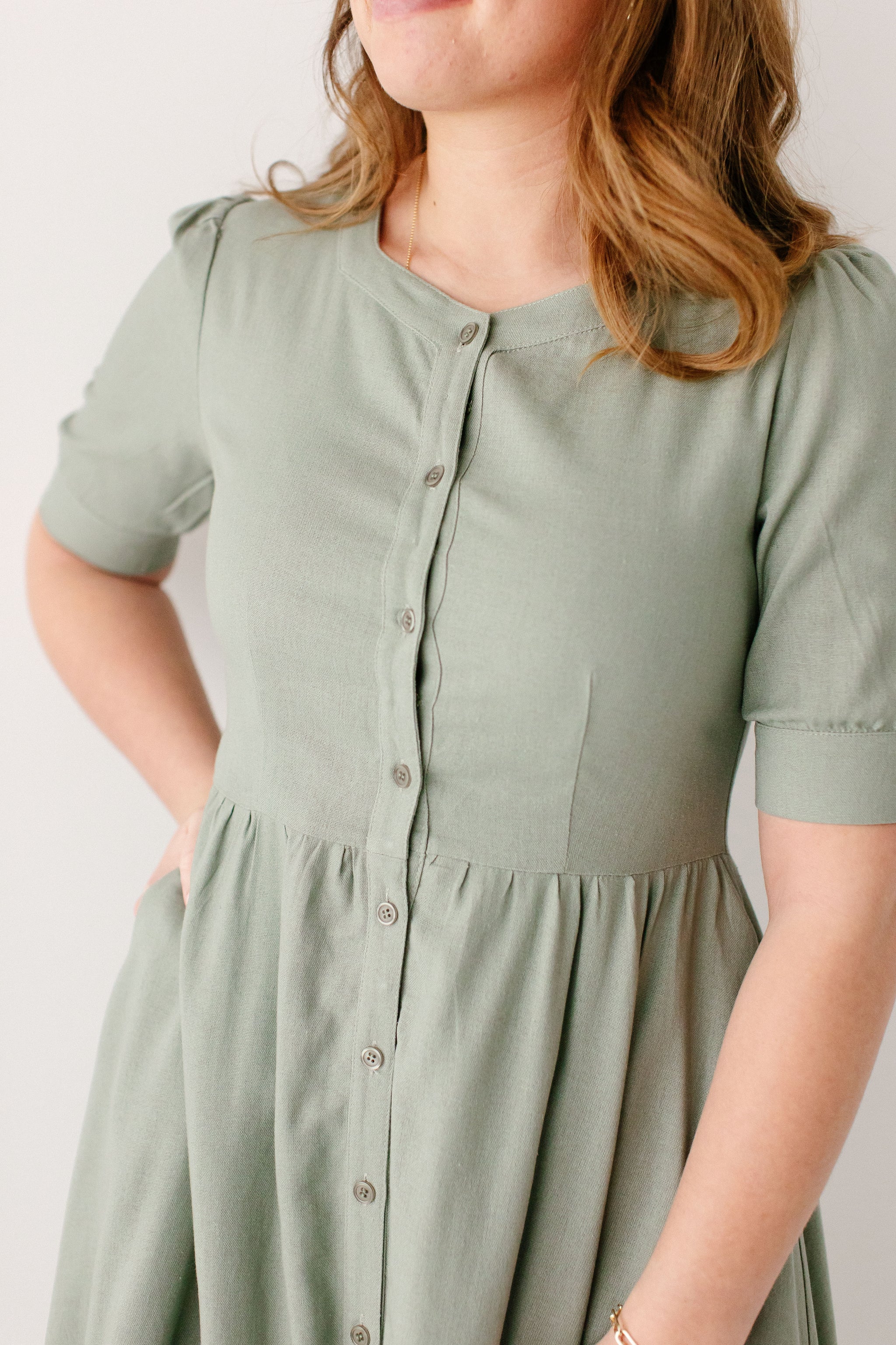 Nora Button Front A-Line Dress FINAL SALE