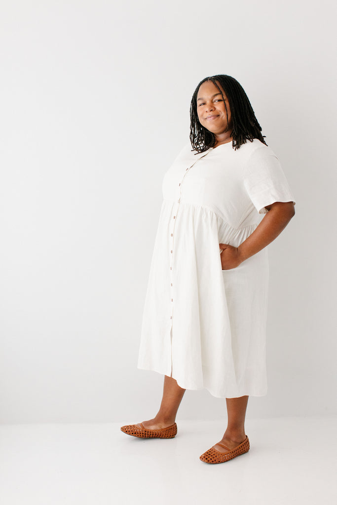 Adeline Button Down A-Line Midi Dress FINAL SALE – The Main Street Exchange