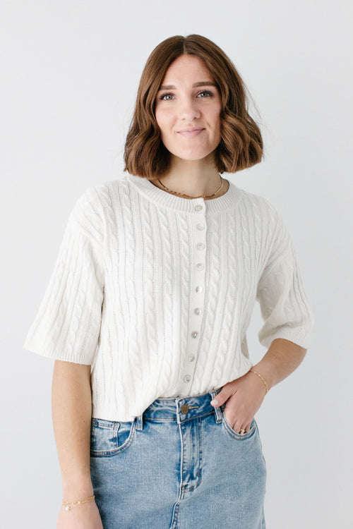 'Francis' Short Sleeve Cable Knit Cardigan