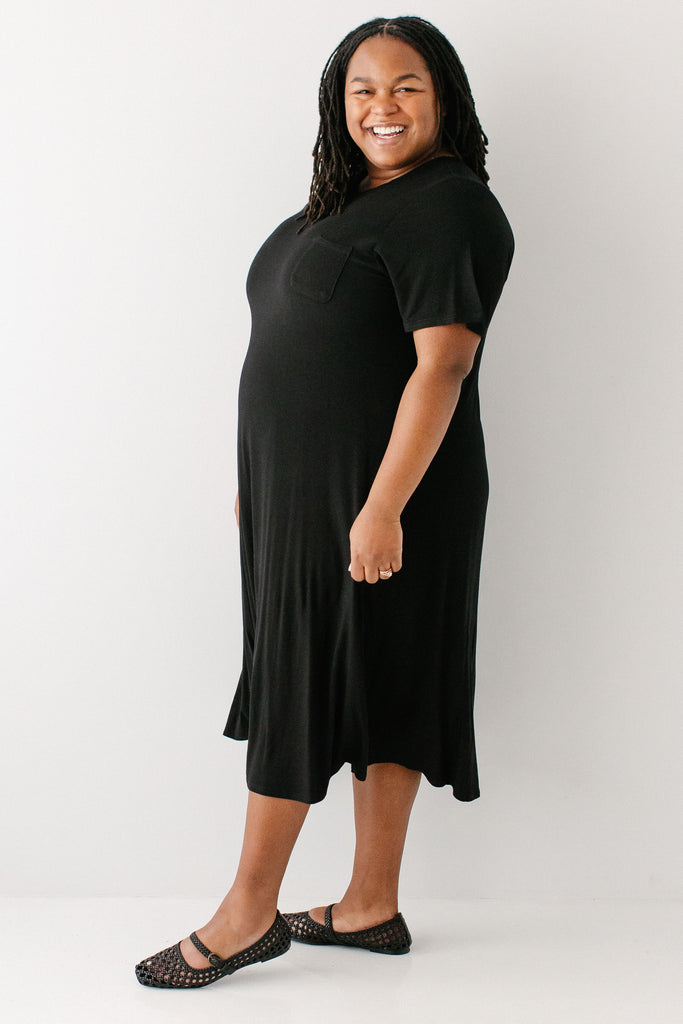 black t shirt swing dress Shop Building Block T-Shirt Swing Dress - Black