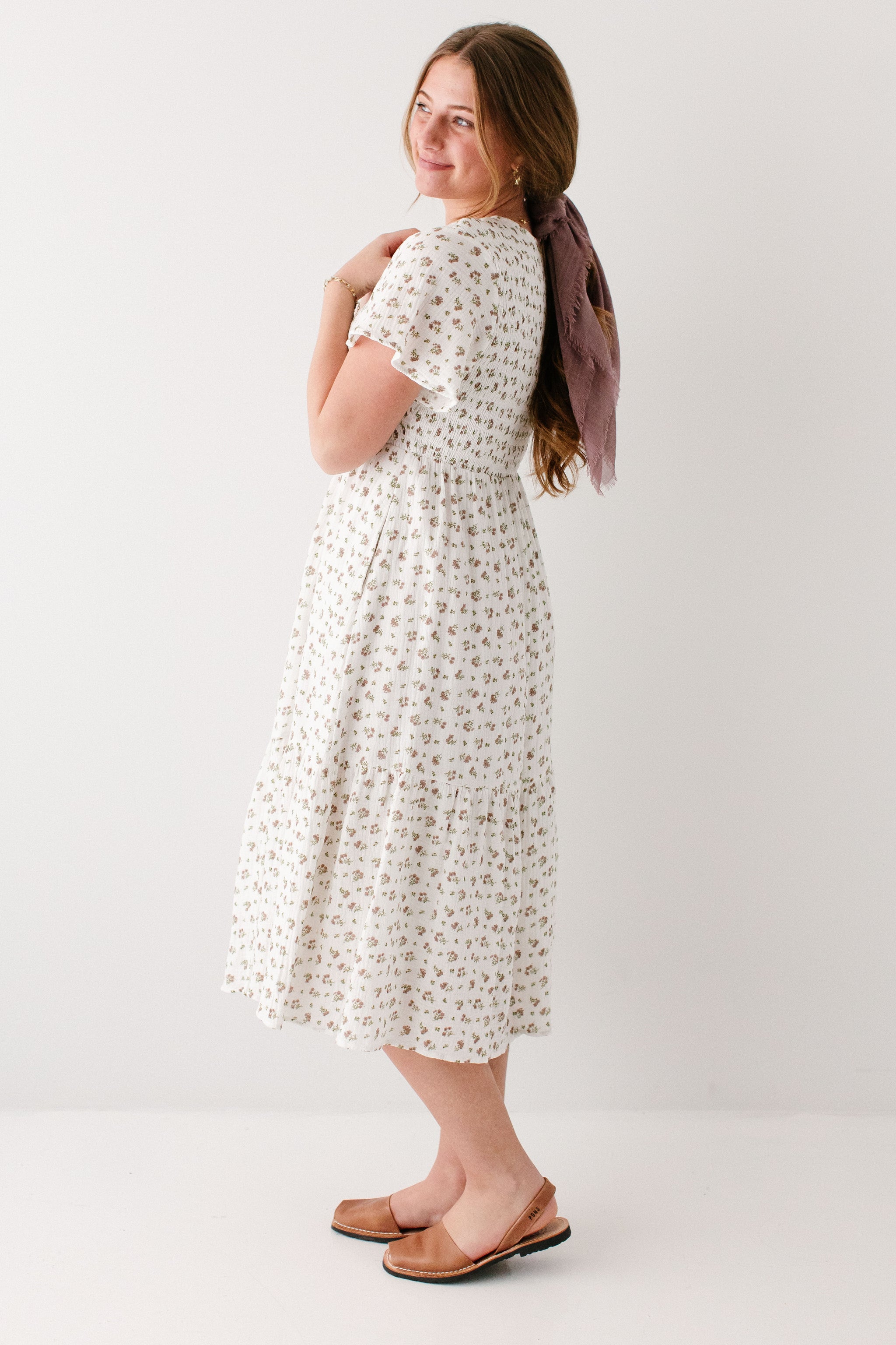 Lynette Smocked Bodice Floral Midi Dress The Main Street Exchange Lynette Smocked Bodice Floral Midi Dress The Main Street Exchange