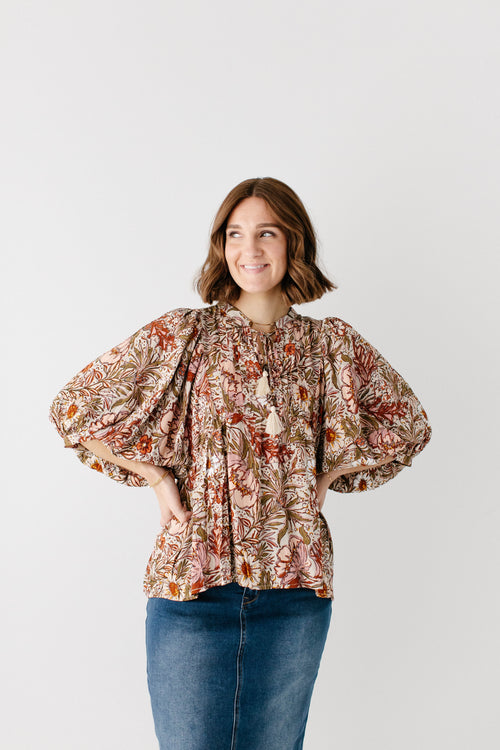 'Condi' Bohemian Floral Peasant Top