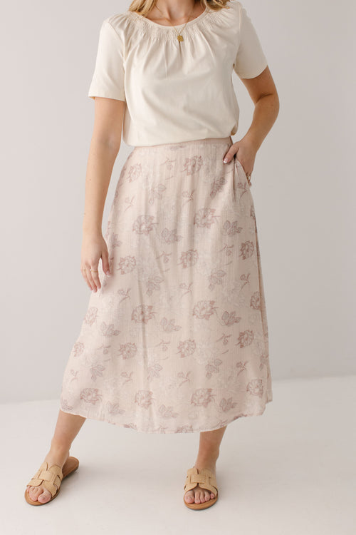 'Amour' Rose Print Midi Slip Skirt
