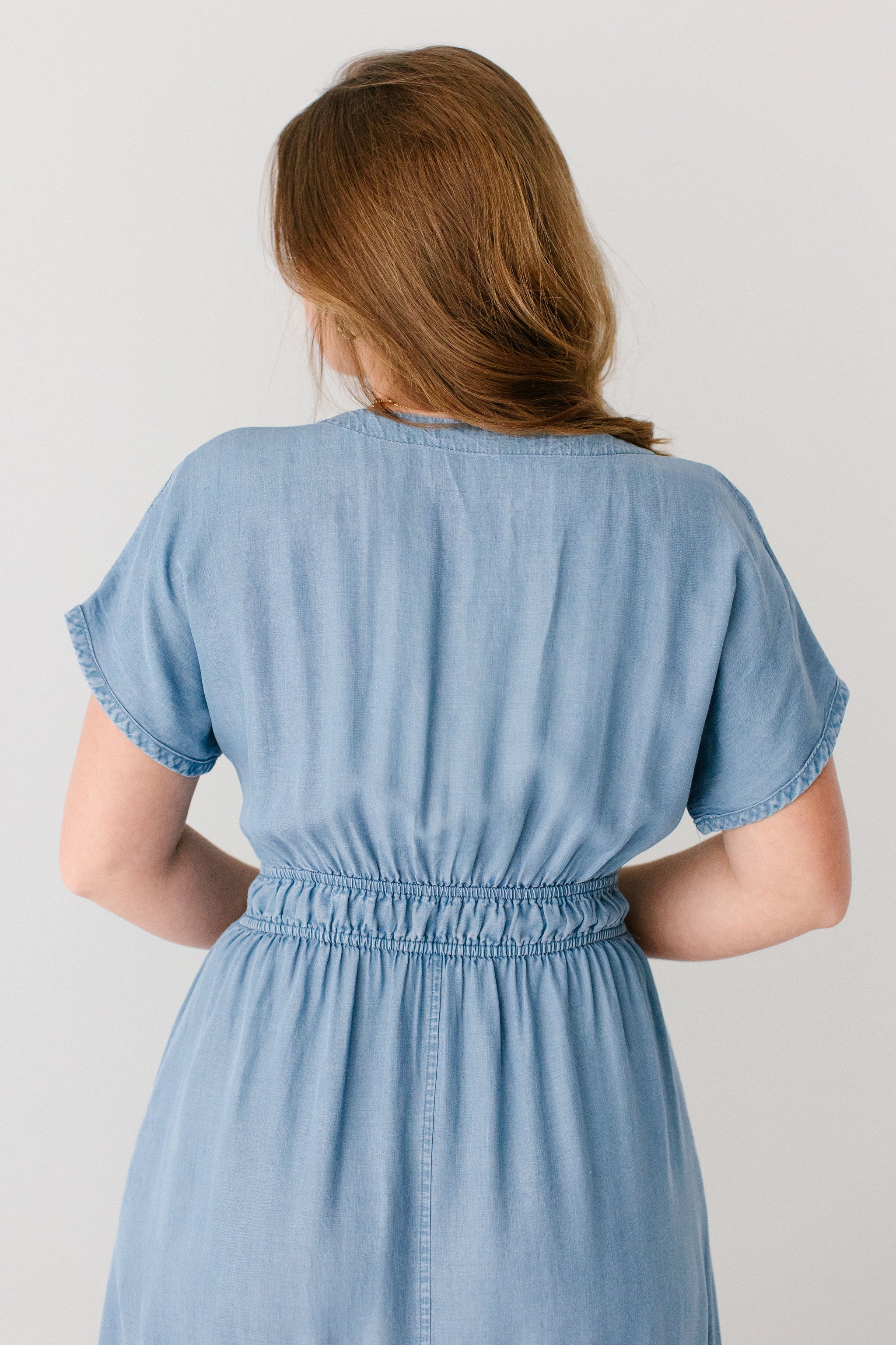 chambray pleated mini pocket dress Aimik Fashion Women's Sleeveless Denim Shift Dress V Neck Pleated Casual Chambray Blue Mini Dress with Pockets, Size: XL