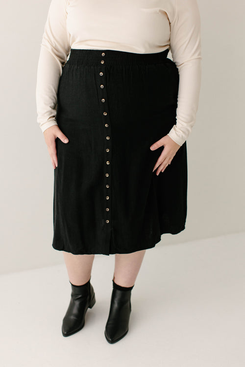 'Greta' Linen Blend Midi Skirt