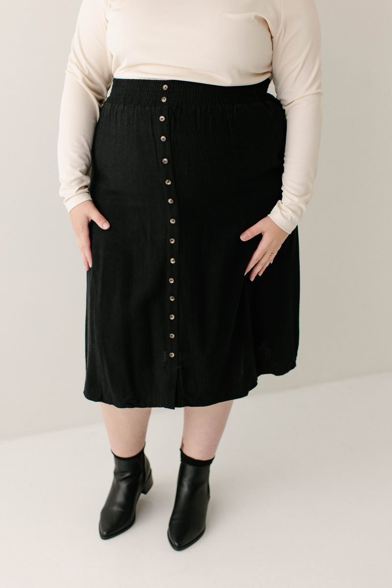 'Greta' Linen Blend Midi Skirt
