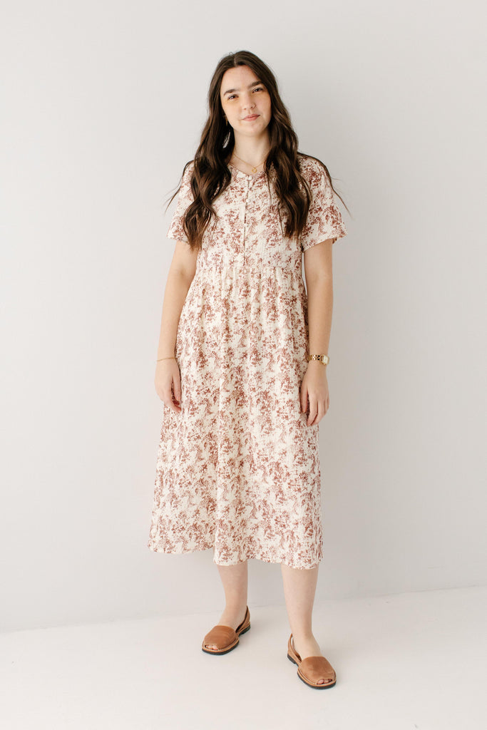 midi modest dresses for women Alex dress in dusty lilac JanieLanie square neckline Miley Modest Midi in Bits