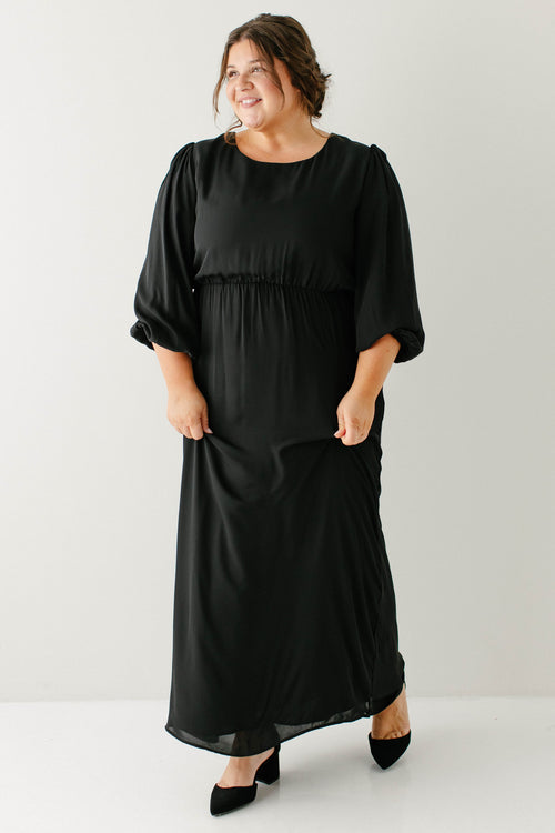 'Naomi' Long Sleeve Chiffon Maxi Dress