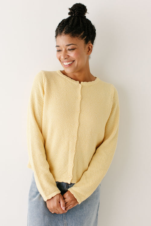 'Sharon' Scalloped Knit Cardigan