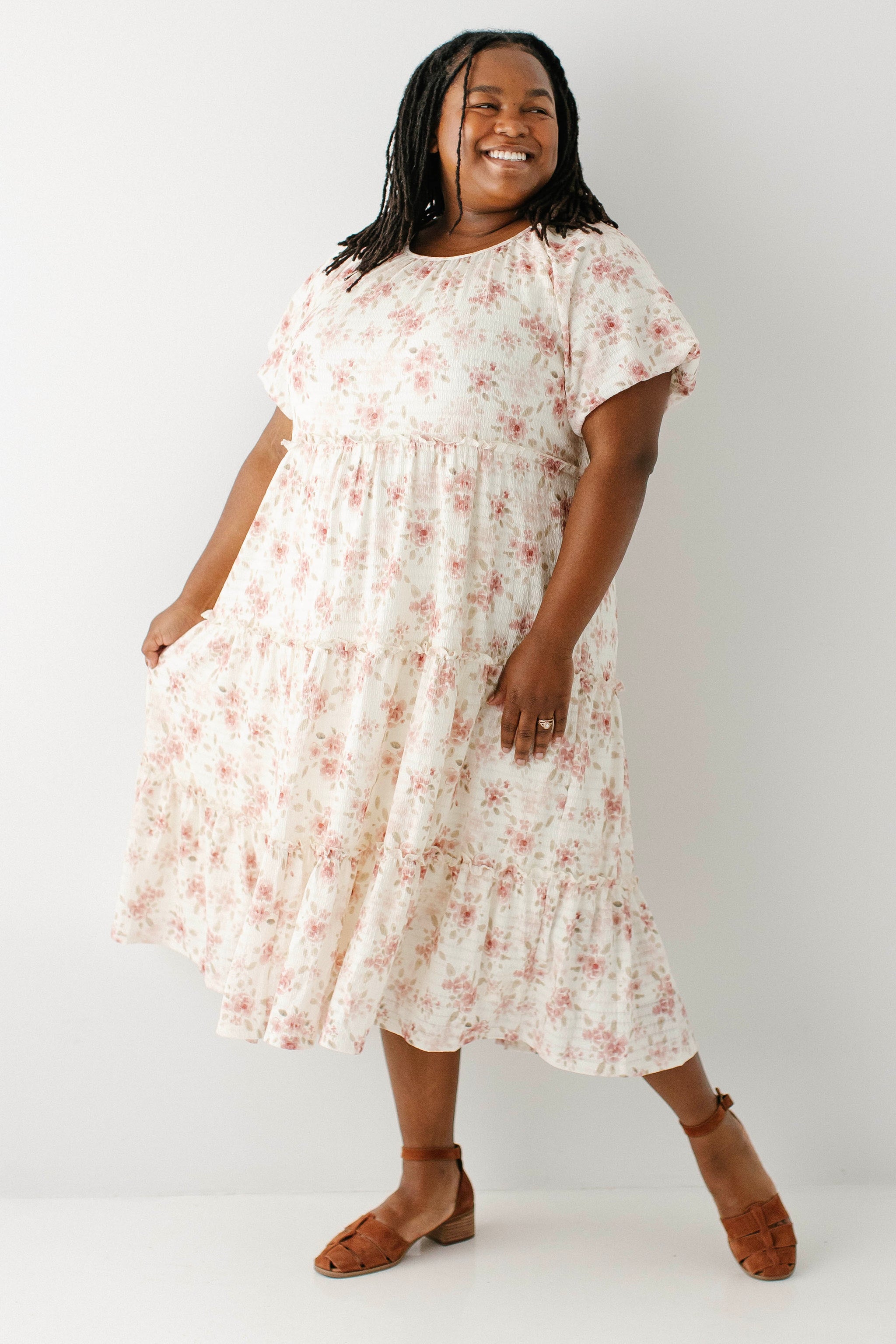 Josephine Floral Print Tiered Midi Dress – The Main Street Exchange